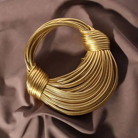 Bolsos para mujer oro diseñador de lujo Bolsos de fideos tejidos a mano Cuerda anudado
